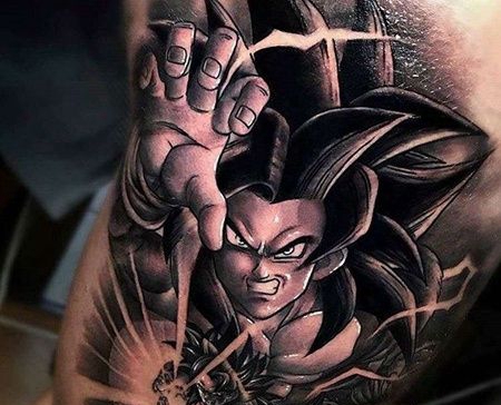 大腿七龙珠孙悟空纹身图案