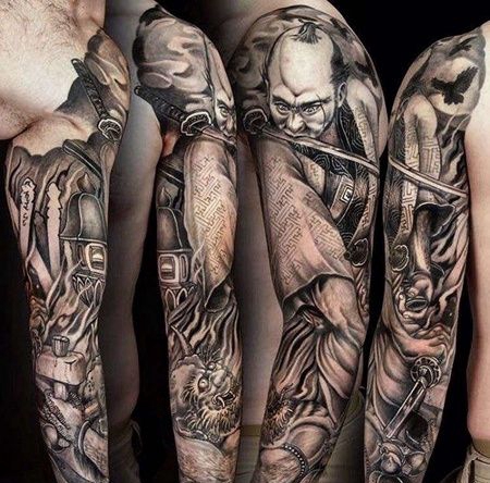 新传统胳膊武士夜叉纹身图案