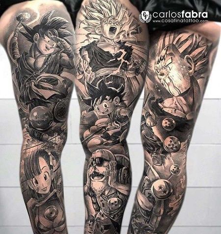 卡通腿七龙珠孙悟空龟仙人布尔玛纹身图案