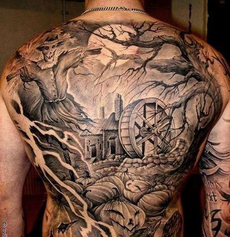 写实后背纹身图案