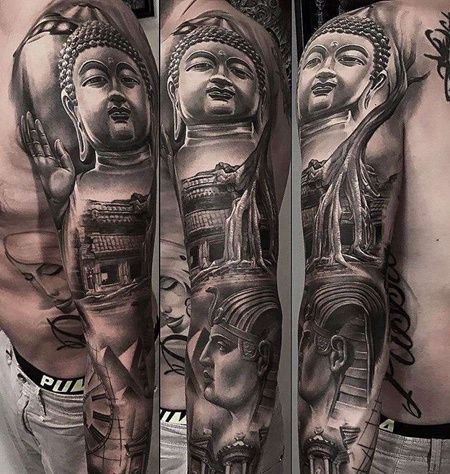 写实胳膊佛法老纹身图案