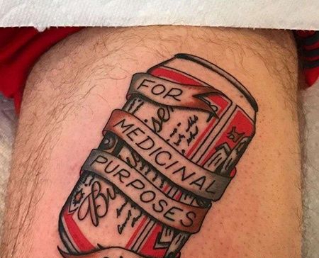 Old School大腿易拉罐纹身图案