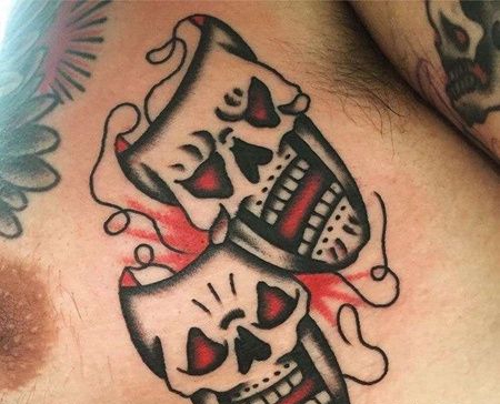 Old School前胸面具纹身图案