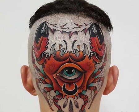 New School后脑勺螃蟹纹身图案