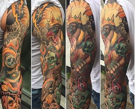 New School胳膊狒狒纹身图案