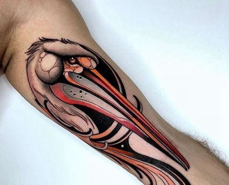 New School大臂鹤纹身图案