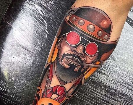 New School小臂牛仔纹身图案