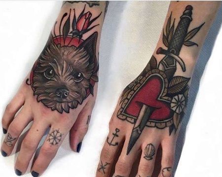 New School小臂心匕首纹身图案