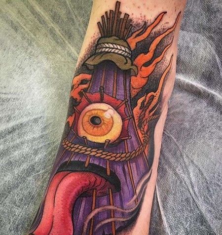 New School脚背伞妖纹身图案