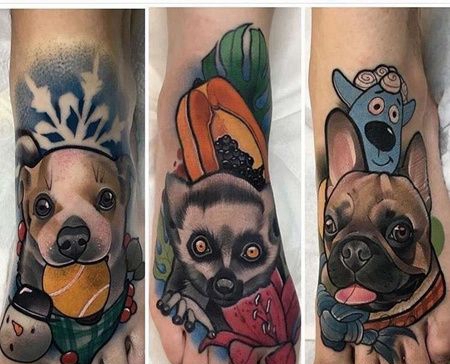 New School脚背动物纹身图案