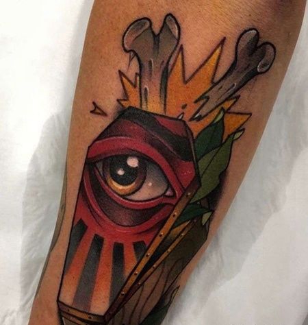 New School小臂棺材纹身图案