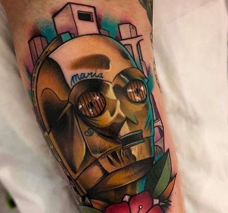 New School小臂铁皮人纹身图案