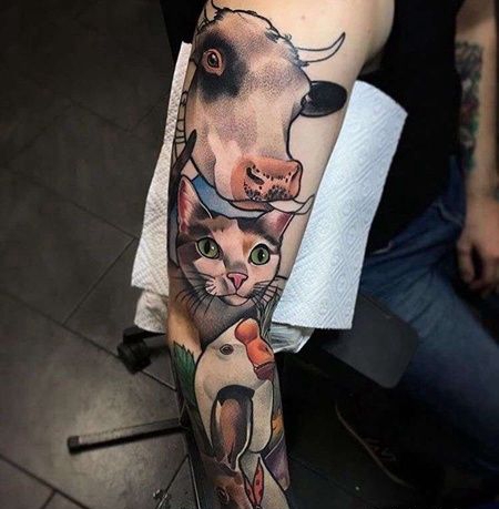 New School胳膊纹身图案