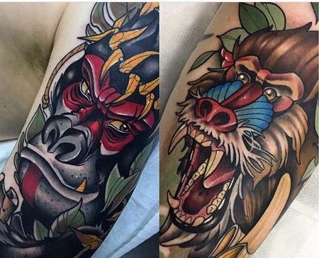 New School大臂猩猩狒狒纹身图案