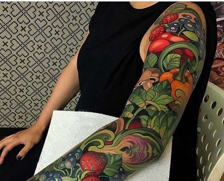 New School胳膊水果纹身图案