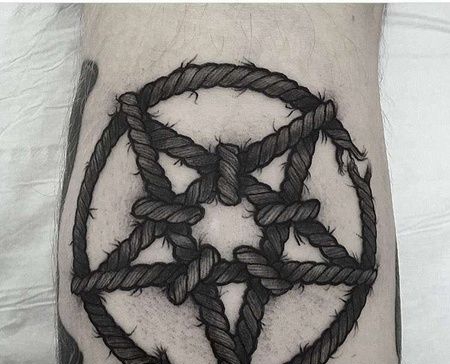 New School小腿绳子纹身图案