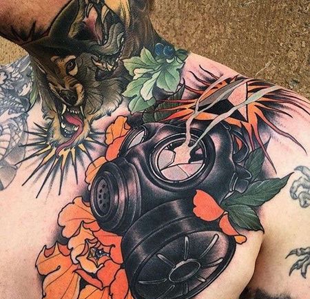 New School前胸面具纹身图案