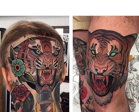 New School老虎纹身图案