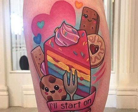 New School小臂蛋糕纹身图案