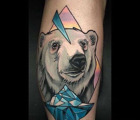 New School小臂北极熊纹身图案