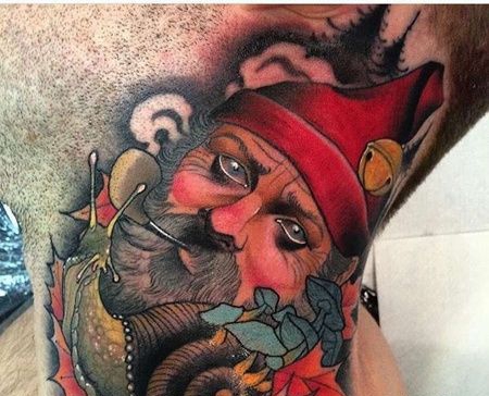 New School脖子人像纹身图案