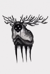 暗黑色的一组小动物纹身素材图片