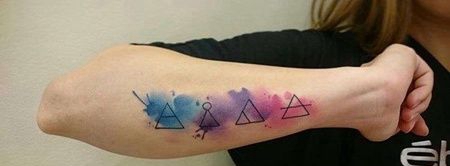 水彩小臂几何纹身图案