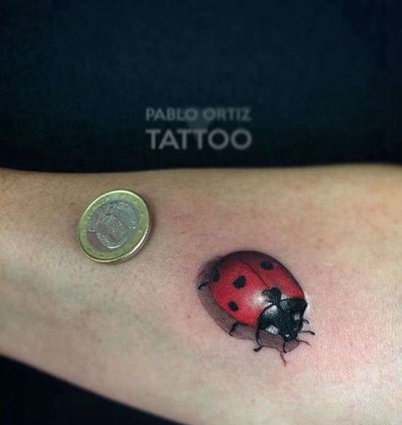 写实小腿瓢虫纹身图案