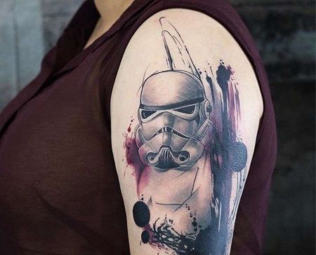 水彩大臂黑武士纹身图案