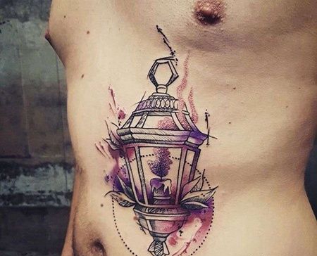 侧腰灯笼纹身图案