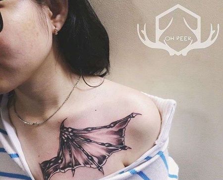 锁骨翅膀纹身图案