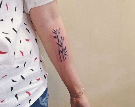 小清新小臂竹子纹身图案