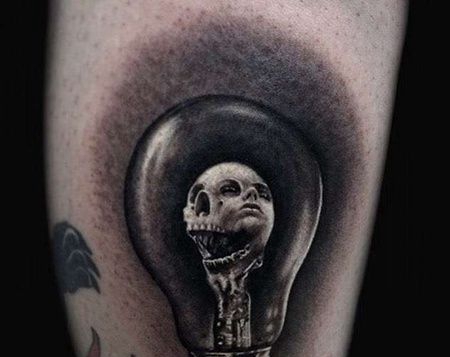 写实小腿灯泡纹身图案