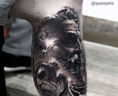 写实小腿西方雕像纹身图案