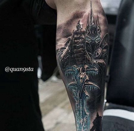 写实小臂魔兽世界死亡骑士纹身图案