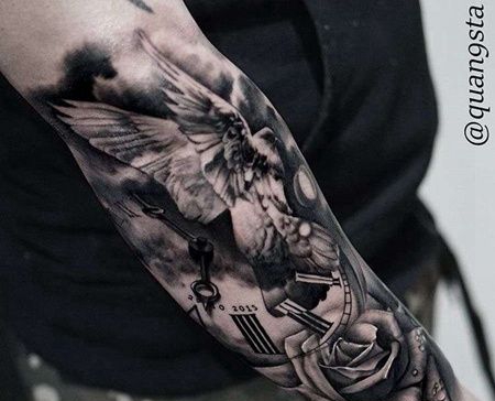 新传统小臂老鹰纹身图案