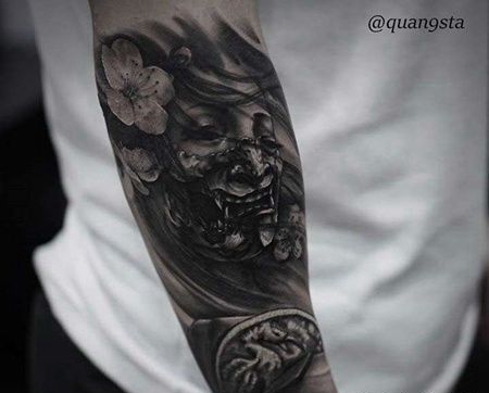 新传统小臂女人纹身图案