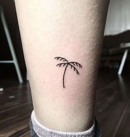 小清新小腿椰子树纹身图案