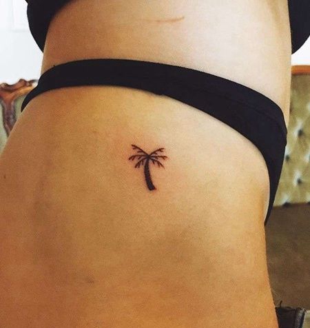 小清新大腿椰子树纹身图案