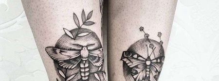 点刺小腿蝴蝶纹身图案