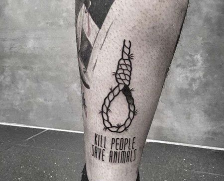 小清新小腿绳索纹身图案