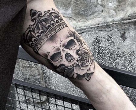 New School大臂骷髅女人纹身图案