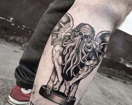 小腿克苏鲁纹身图案