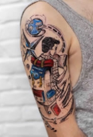 漂亮的一组大臂插画彩色纹身图案