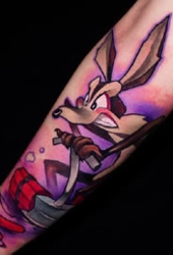 一组可爱的彩色卡通纹身图案