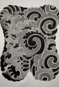一组浪花主题的纹身手稿图片欣赏
