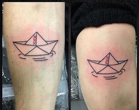 小清新胳膊纸船纹身图案