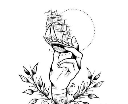 New School手帆船纹身图案