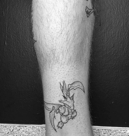 线条小腿神奇宝贝飞天螳螂纹身图案