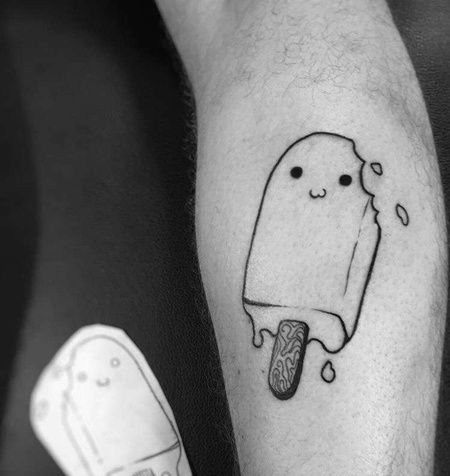 线条小腿雪糕纹身图案